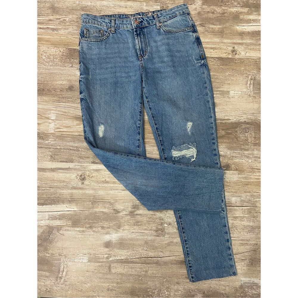 Seven7 Marilyn Boyfriend Jeans Distressed Raw Hem Women’s Size 4